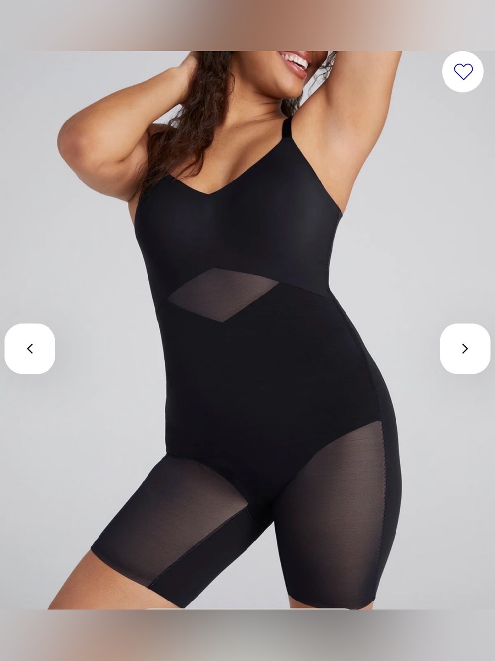 Honeylove Mid-Thigh Bodysuit Runway Black Shapewear Medium